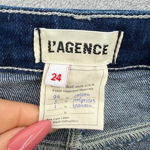 L'AGENCE High Rise Flare Denim Jeans Dark Wash‎ Strech Women's Size 24 - Picture 6 of 12